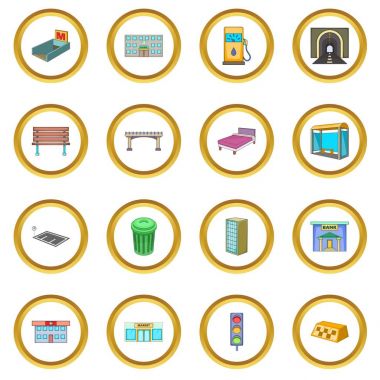 Şehir altyapı simgeler daire