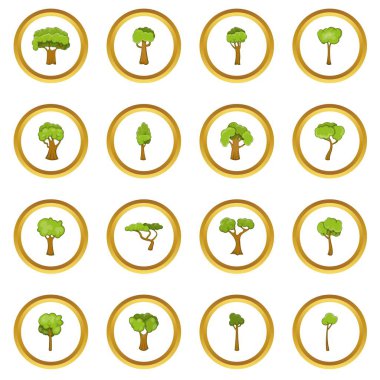 Yeşil ağaçlar simgeler daire