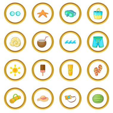 Yaz öğeleri simgeler daire