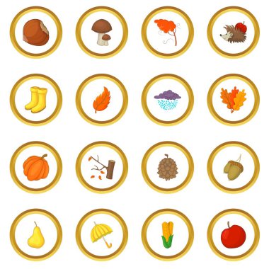 Sonbahar öğeleri simgeler daire