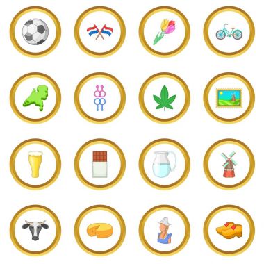 Hollanda seyahat simgeler daire