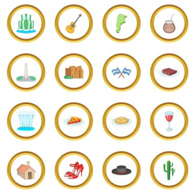 Arjantin seyahat simgeler daire