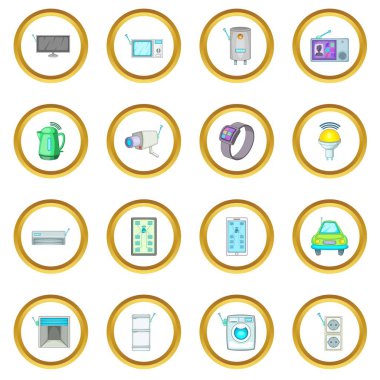 Akıllı ev sistemi simgeler daire