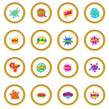 Komik ses bulut simgeler daire ayarla