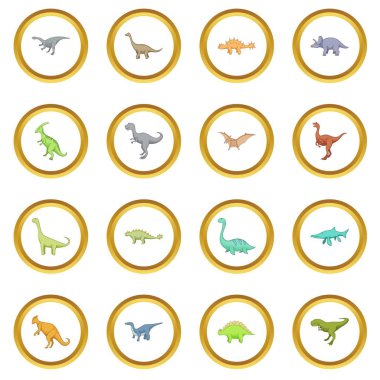 Farklı dinozorlar simgeler daire
