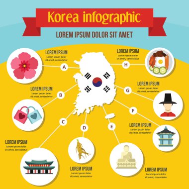 Kore Infographic kavramı, düz stil