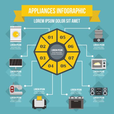 Aletleri Infographic kavramı, düz stil