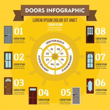 Kapılar Infographic kavramı, düz stil