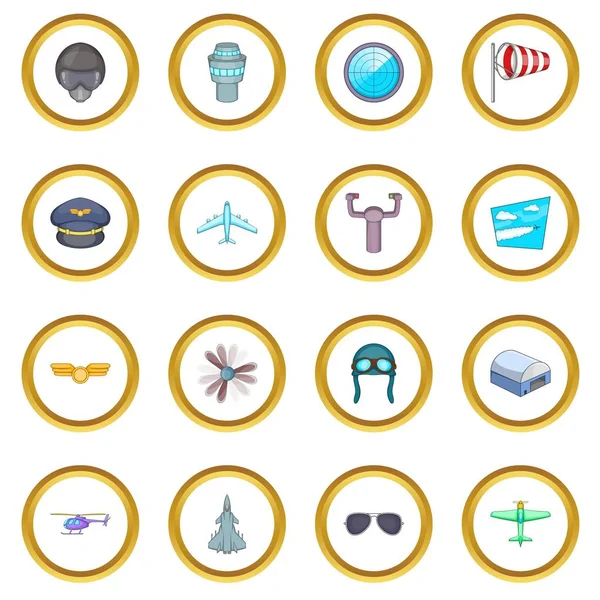 Iconos de aviación círculo — Vector de stock