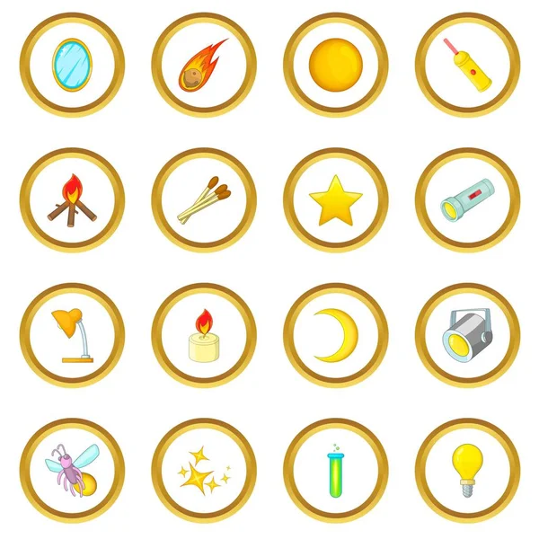 Sources of light icons circle — Stock Vector