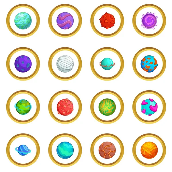 Fantastic planets icons circle — Stock Vector