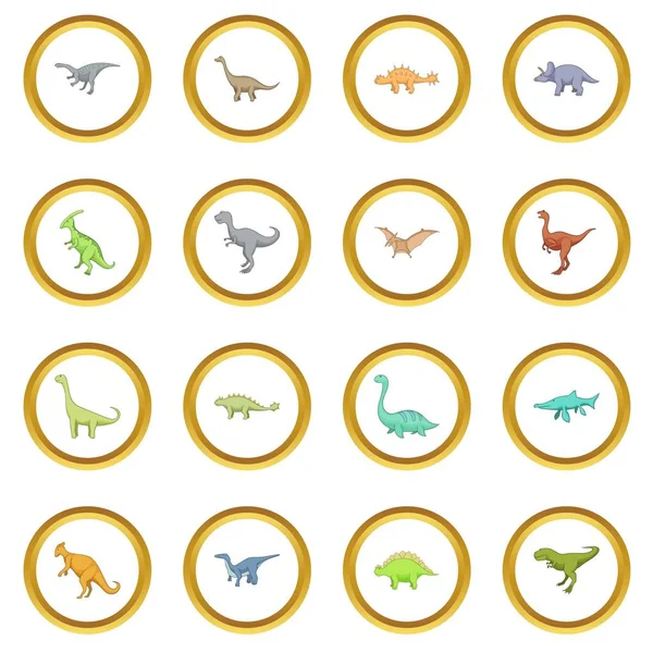 Verschillende dinosaurussen pictogrammen cirkel — Stockvector