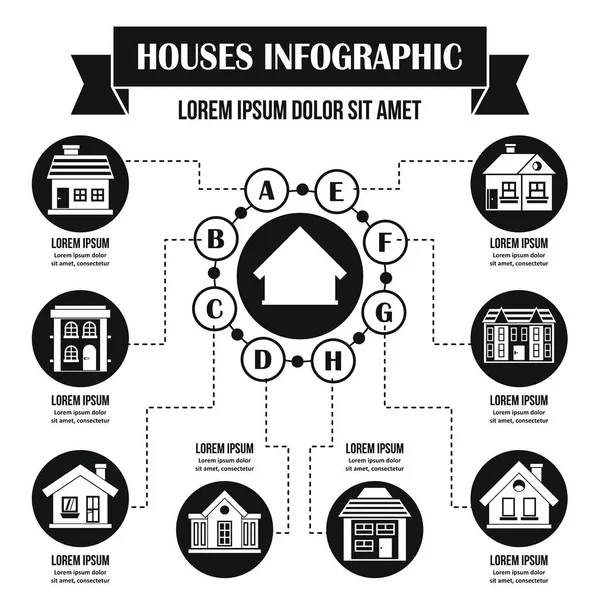 Casas conceito infográfico, estilo simples — Vetor de Stock