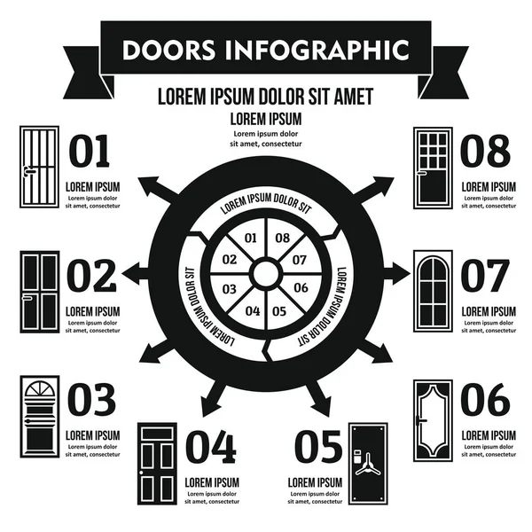 Dveře infografika koncept, jednoduchý styl — Stockový vektor