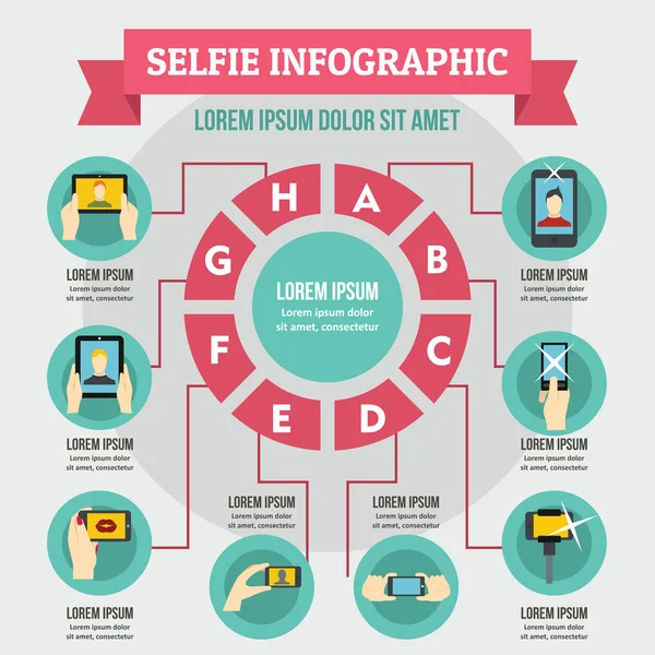 Selfie infographic koncept, platt stil — Stock vektor