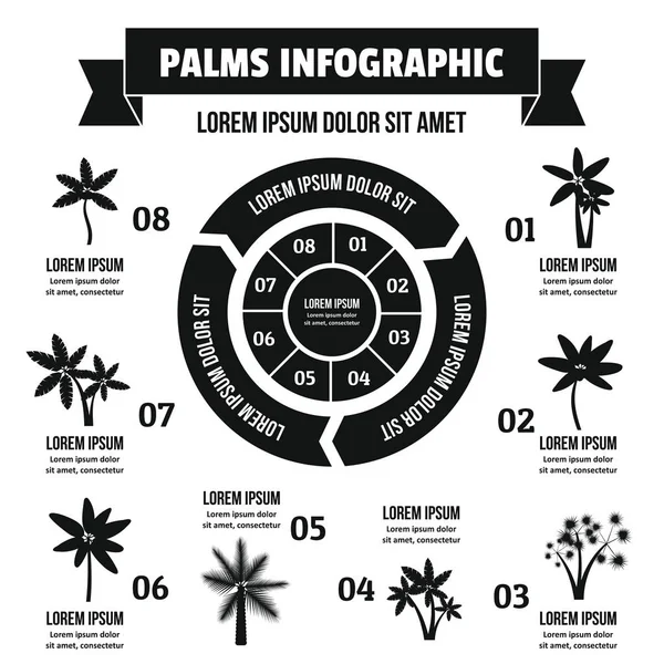 Concepto infográfico Palms, estilo simple — Vector de stock