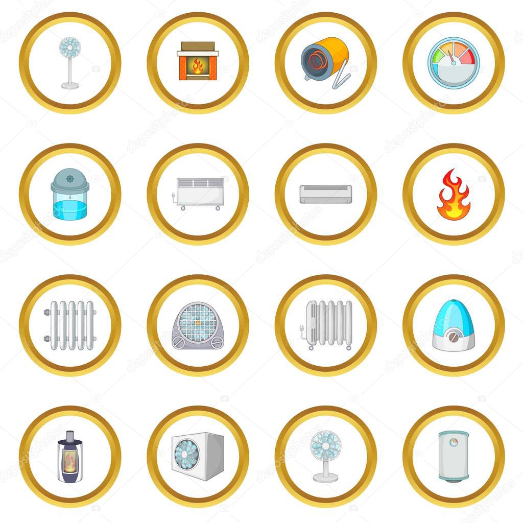 Heating cooling icons circle