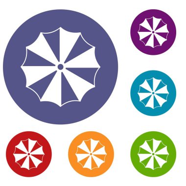 Çizgili şemsiye Icons set