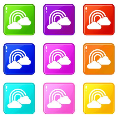 Gökkuşağı ve bulutlar simgeler 9 ayarla