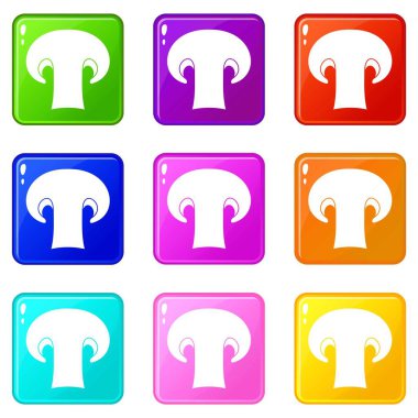 Champignon mantar simgeleri 9 set