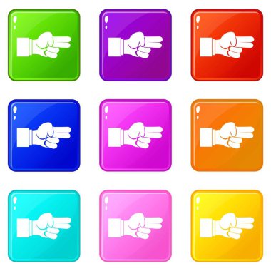 İki parmak simgesi ni gösteren el 9 set