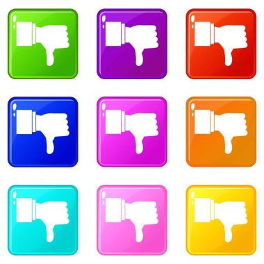 Başparmak aşağı hareket simgeleri 9 set