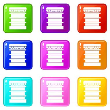 Boş süpermarket buzdolabı simgeleri 9 set