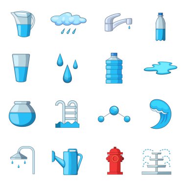 Su Icons set, karikatür tarzı