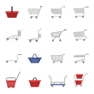 Alışveriş sepeti Icons set, karikatür tarzı
