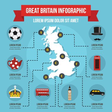 Büyük Britanya infografik kavramı, düz stil