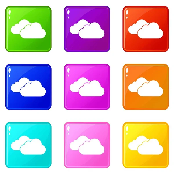 Хмари піктограм 9 набір — стоковий вектор