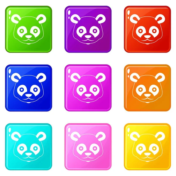 Kopf der Panda-Ikonen 9 Set — Stockvektor