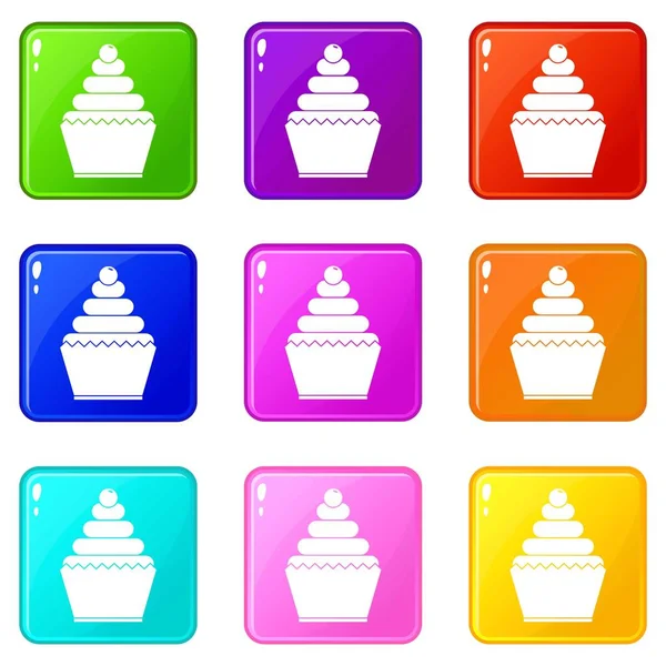 Cupcake Icons 9 set — Stok Vektör