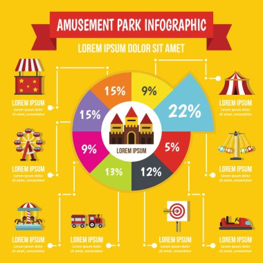Lunapark infografik konsepti, düz stil