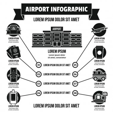 Havaalanı infografik konsepti, basit stil