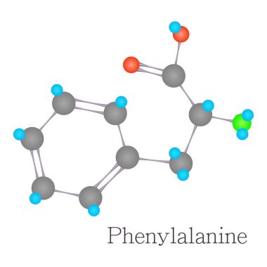 Phenylalanine 3D molecule chemical science clipart