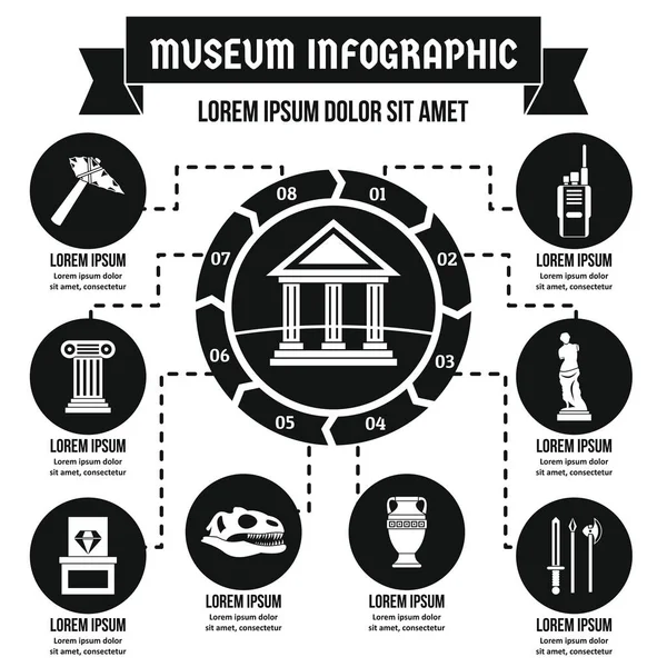 Infografické pojetí muzea, jednoduchý styl — Stockový vektor