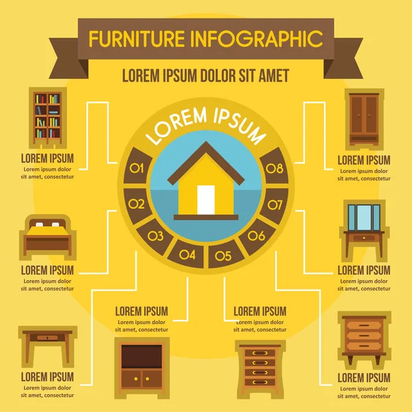 가구 인포그래픽 컨셉, 플랫 스타일 — 스톡 벡터