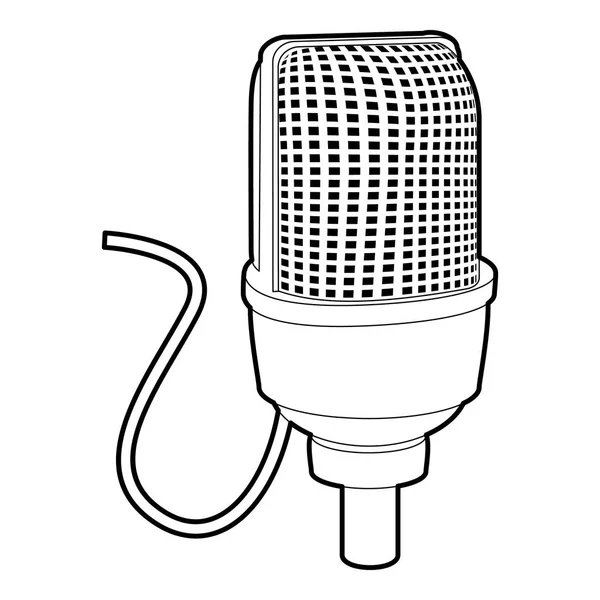 Icône de microphone rétro, style contour — Image vectorielle