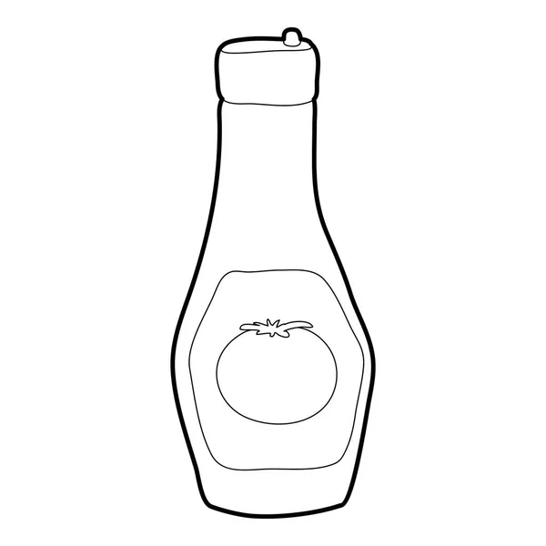 Bouteille d'icône ketchup, style contour — Image vectorielle