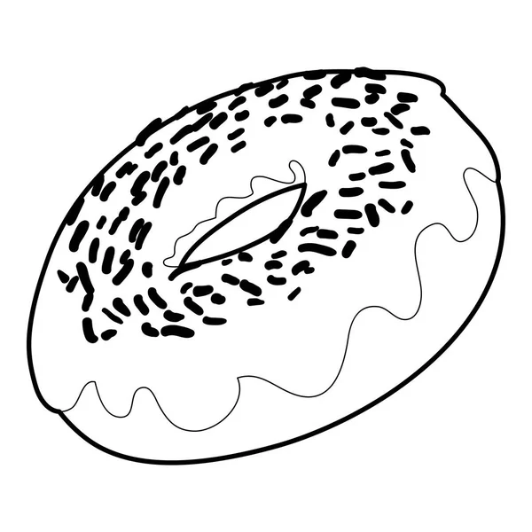 Icône beignet frais, style contour — Image vectorielle