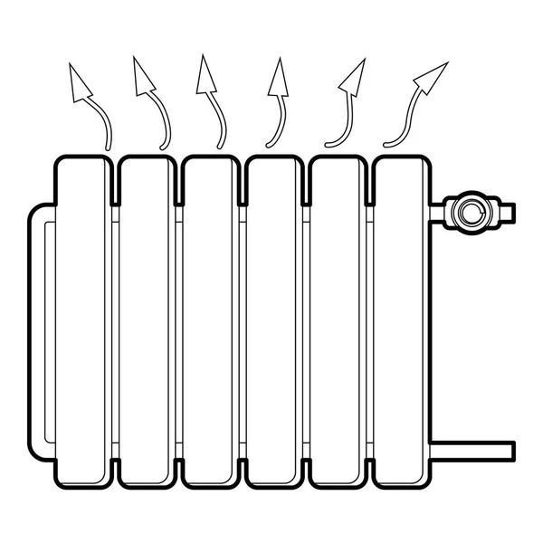 Θέρμανση εικονίδιο μπαταρίας, περίγραμμα στυλ — Διανυσματικό Αρχείο