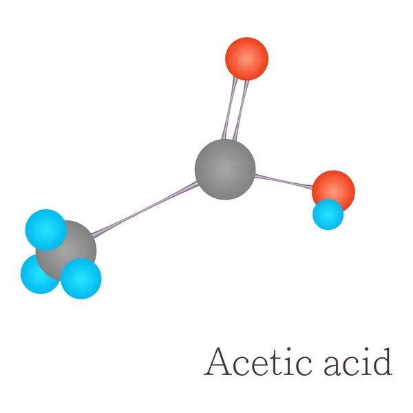 Ácido acético molécula 3D ciencia química — Vector de stock