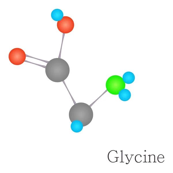 Glicyna 3D cząsteczka chemia naukowa — Wektor stockowy