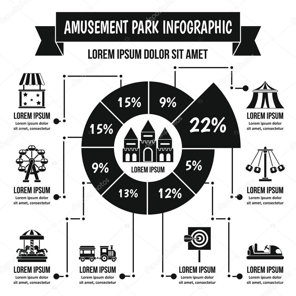 Amusement park infographic concept, simple style