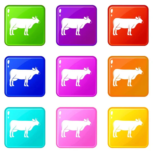 Cow icons 9 set — Stock Vector