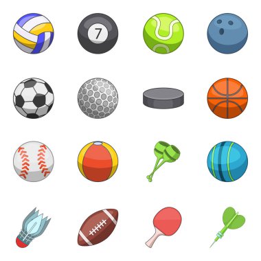 Spor topları simgeler ayarla, tarzı çizgi film
