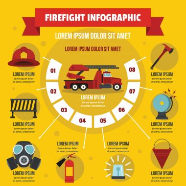 Firefight infografik kavramı, düz tarzı