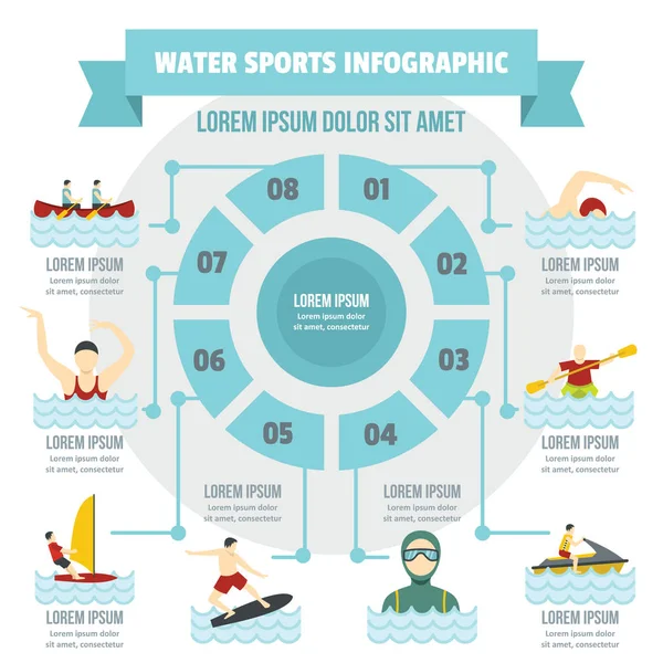 Víz sport infographic koncepció, lapos stílusban — Stock Vector
