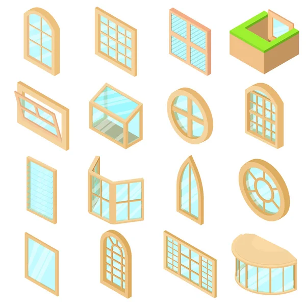 Okno formy zestaw ikon, izometryczny styl — Wektor stockowy